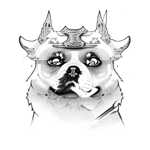 Ninja Shibai Dog With Sword On Coin