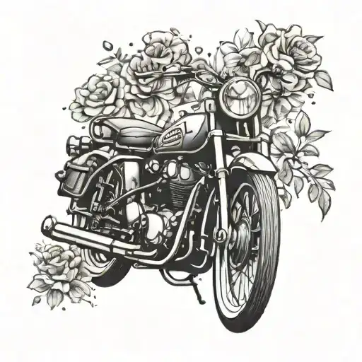 Incorporate A Vintage Motorcycle With Floral Elements For A Feminine Thigh