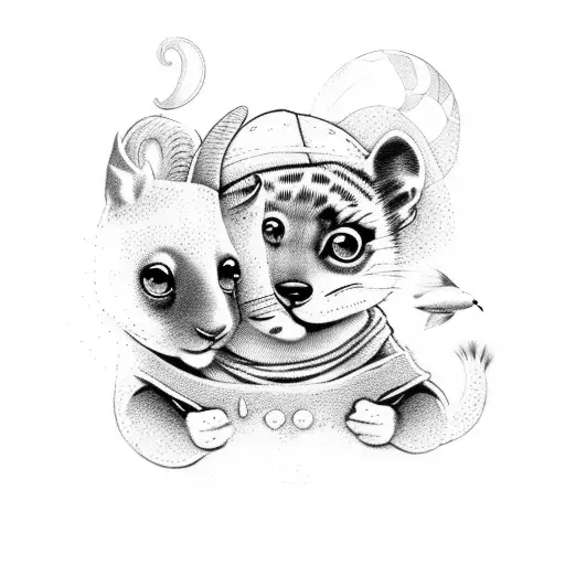 Cute Vintage Children Illustration Animals