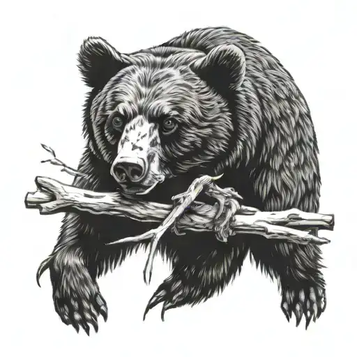 Black Bear Eating A Beaver