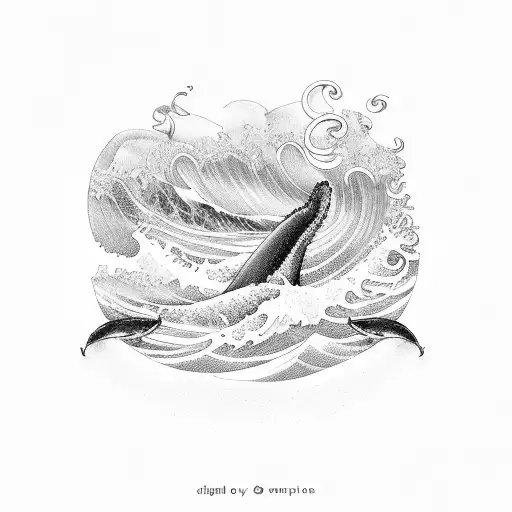 Ocean Wave With Whales