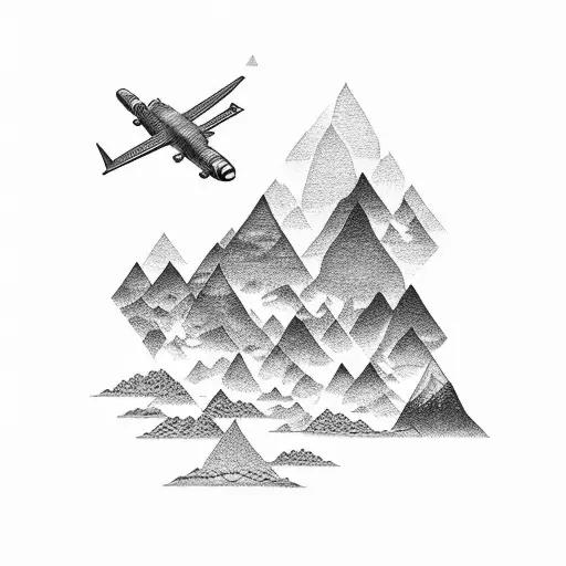 A Montage Of Airplane Parts Forming A Mountain Range