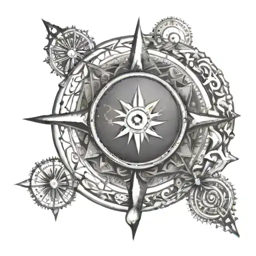 An Intricate Design Featuring The Turkish Flag Billowing In The Wind With A Compass Rose