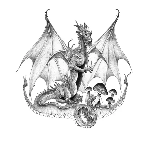 Dragon With Mushroom Scales