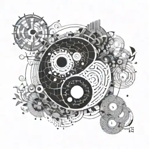An Intricate Yin And Yang Symbol Made Of Programming Code And Steam