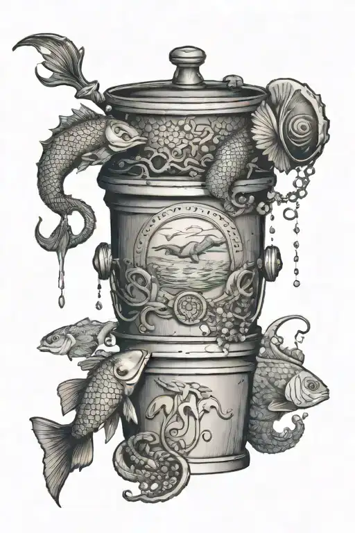 A Bucket On Ram's Horns And A Fish In The Bucket