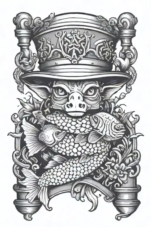 A Bucket On Ram's Horns And A Fish In The Bucket Hat