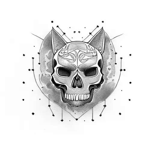 Skull With Black Cat