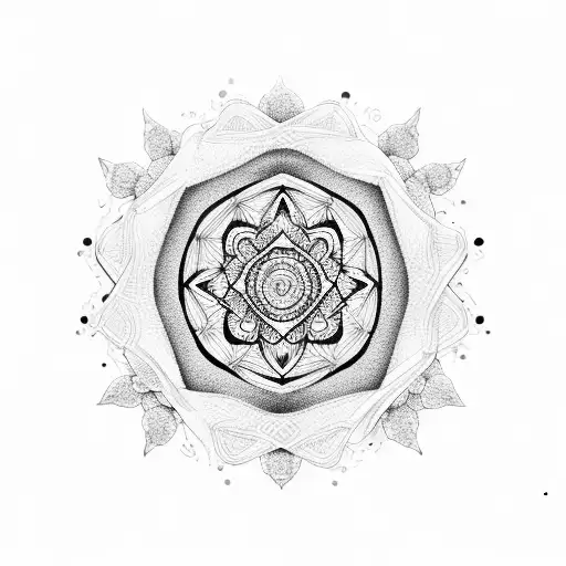 A Dotwork Mandala Infused With Elements Of Nature And Technology