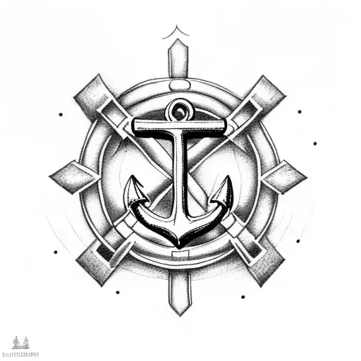 Anchor With Heart And The Letter D As A Small Detail