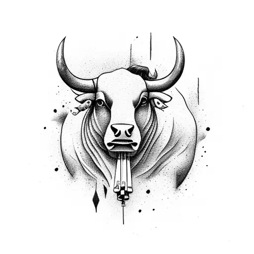 A Majestic Bull Playing The Piano