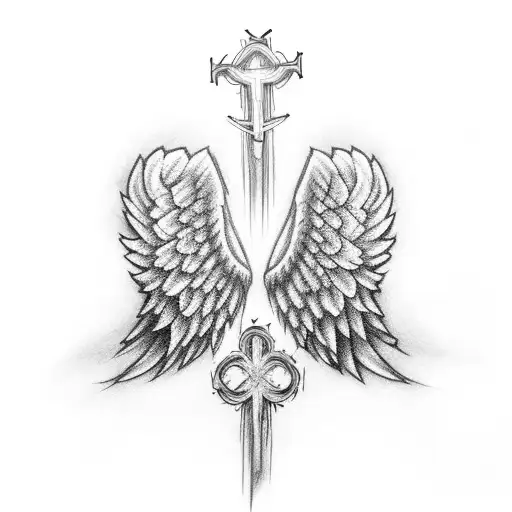 Angel Wings With Cross Include Mcmxcviii