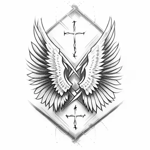 Angel Wings With Cross Mcmxcviii