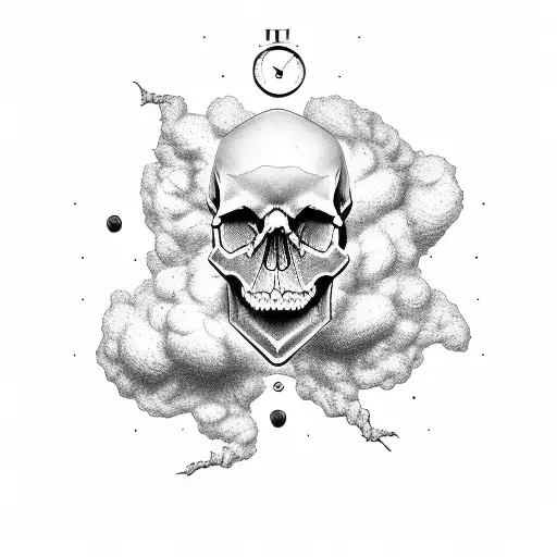 Skull Clock Cloud Grave Stone Crow Sleeve