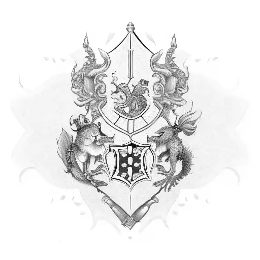 Family Crest With Wife And Daughter Names
