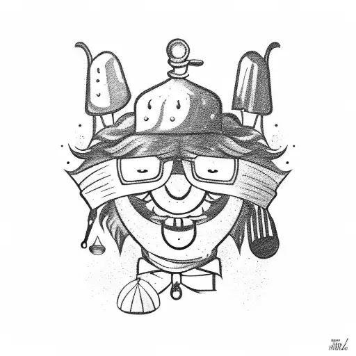 Kitchen Chef With Big Tooth That Make A Sauce