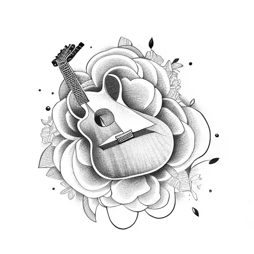 Guitar With Hawaiian Flowers