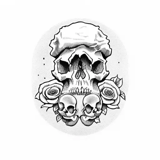 Skull And Mushrooms
