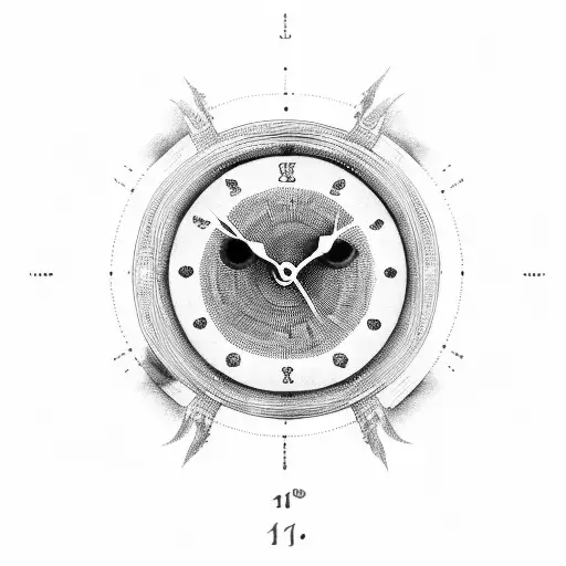 Blue Eye With Clock And Scroll