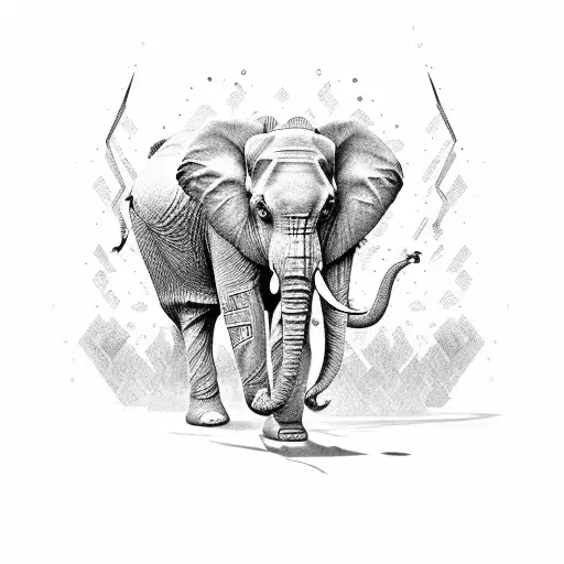 Golden Cut With Elephant