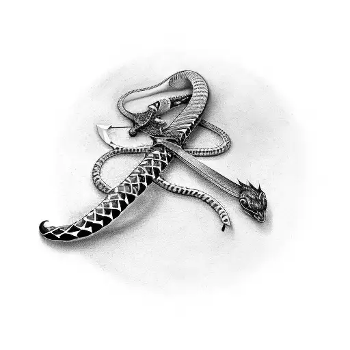 A Sword Which Contains The Medicine Snake On Handle