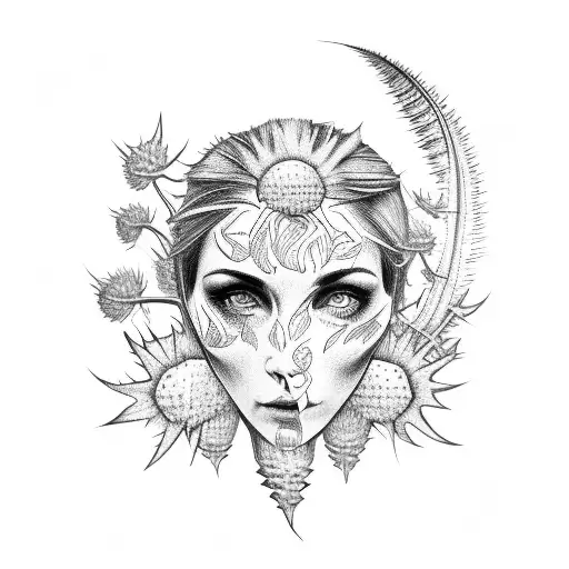 Human With Scottish Thistle As A Head