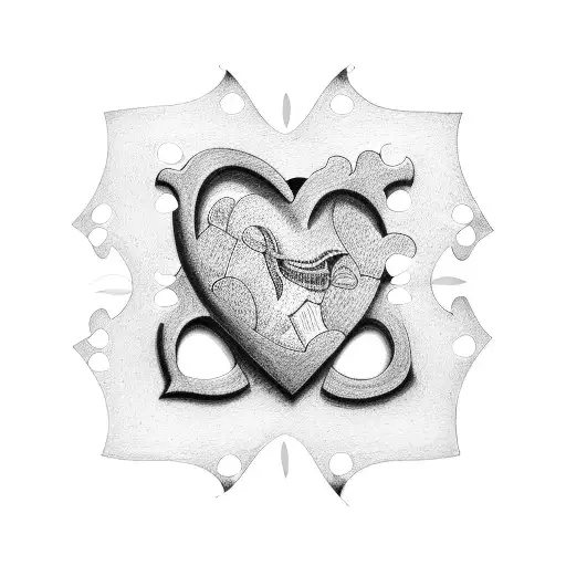 A Heart-shaped Puzzle Piece With The Names Of Your Wife And Daughter Inside