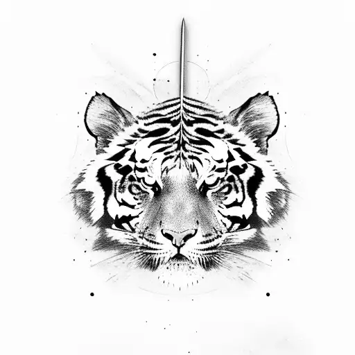 Tiger And Feather And Guy With Sword And Some Symbols