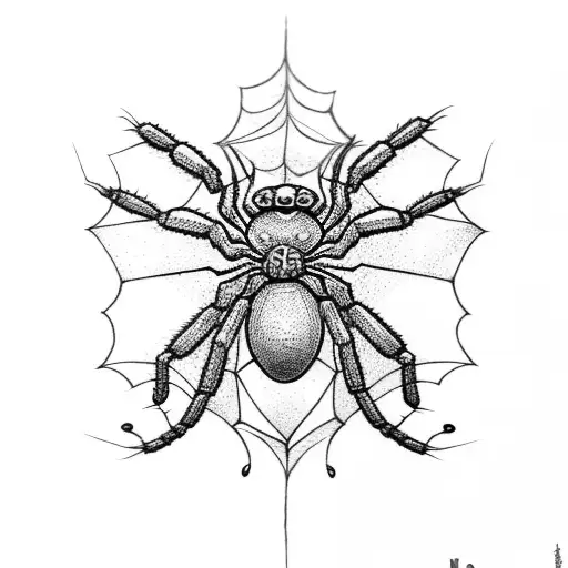 Spider With Webs Shape Of A Butterfly And A Snake On The Back Of The Spider