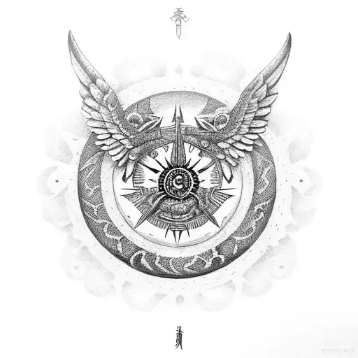 Mexican Eagle Serpent With A Spaniard Compass