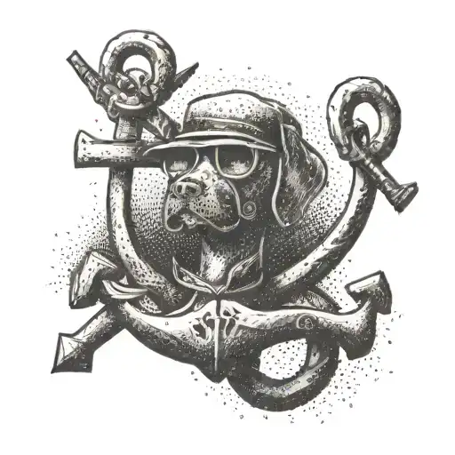 An Anchor Made Out Of Cigar Smoke With A Dog Silhouette Inside