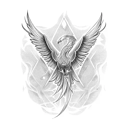 Spine Tattoo With Phoenix