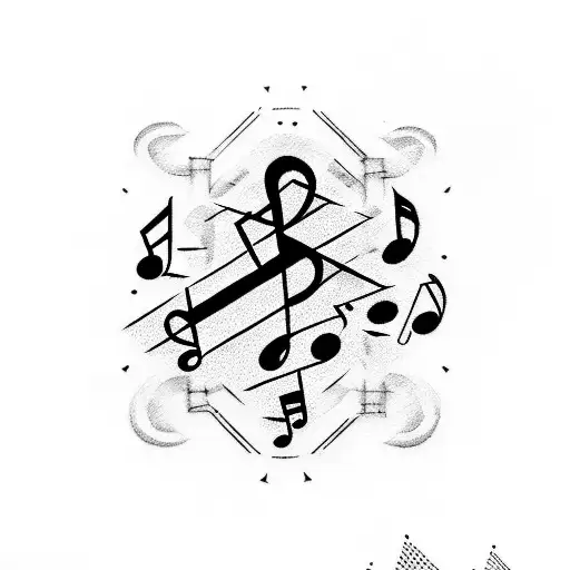 Simple Line Cross With Music Notes