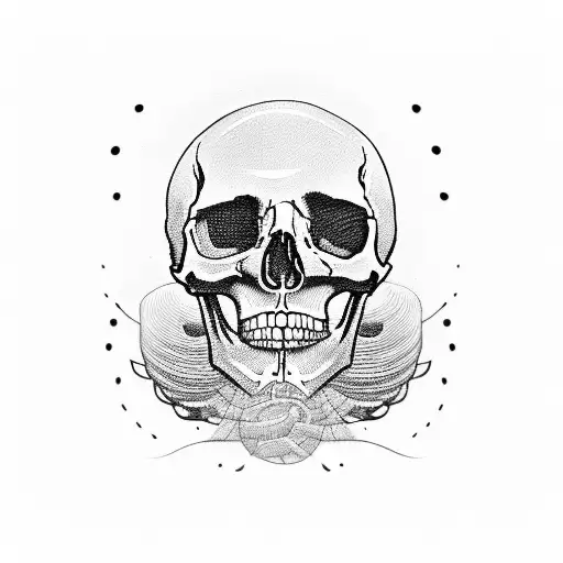 Tattoo Of A Skull With The Letter R On The Forehead