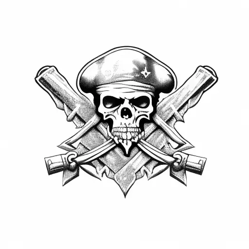 A Logo That Symbolizes A Group Of Pirates Who Love Dark Music And Rum For A Group Called R Team