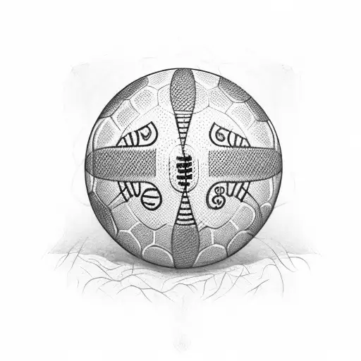 Old Football Ball With Grass