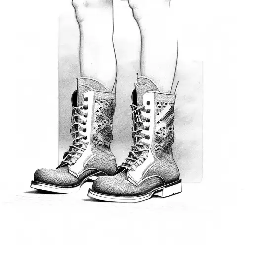 Military Boots With Rifle And Helmet