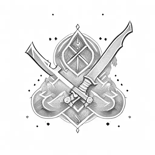 Black Sword Minimal Plain Crossed With Black Plain Minimal Axe