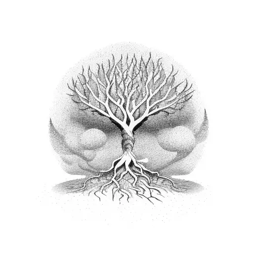 Tree With Roots Forming The Shape Of A Book