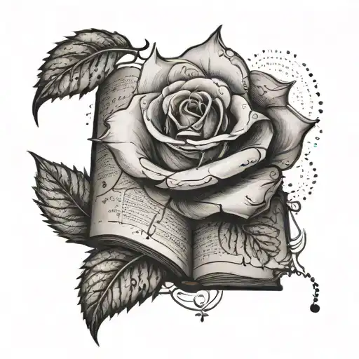 Book With A Crystal Rose Growing Out Of It