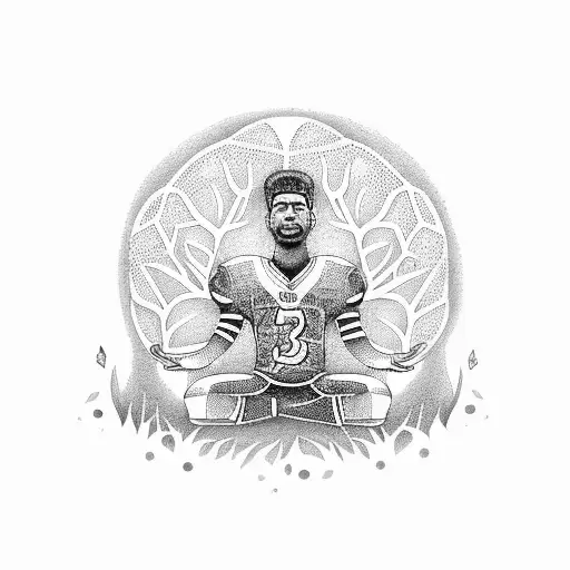 A Football Player Meditating Under A Tree Of Life