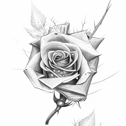 Bleeding Hand Grabbing A Rose With The Thorns