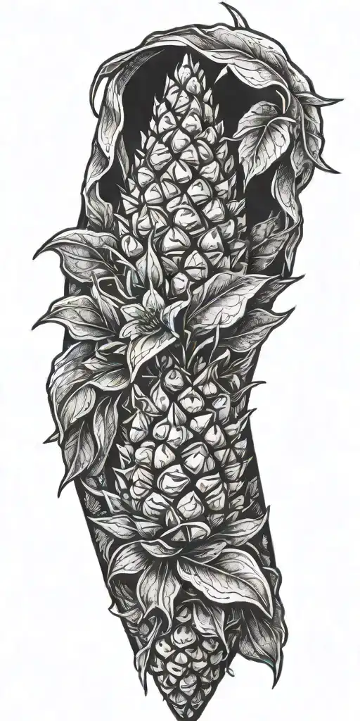 A Stylized Pin Cone With A Branch Growing