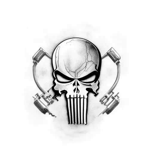 Punisher Skull With Ekg Lines Radiating From The Eye Sockets