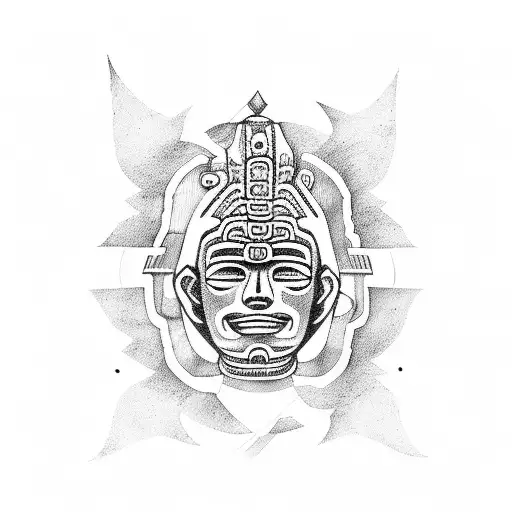 Kiteboard With A Mayan Statue On It