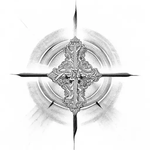 Christian Cross With Line Going Down The Back