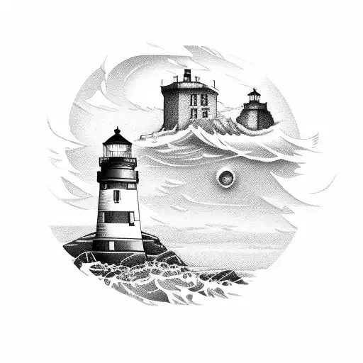 A Lighthouse On A Glass Bottle With A Cork Made Of Cork