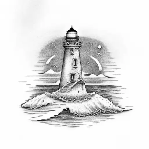 A Lighthouse On A Glass Bottle With A Cork