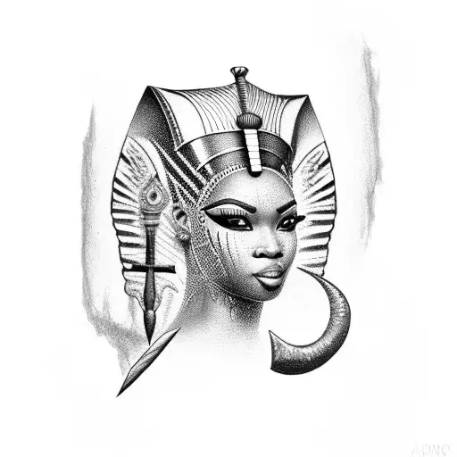 Traditional Black Queen With An Egyptian Ankh