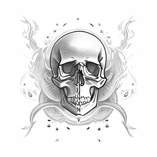 Skull With Fire On The Side
